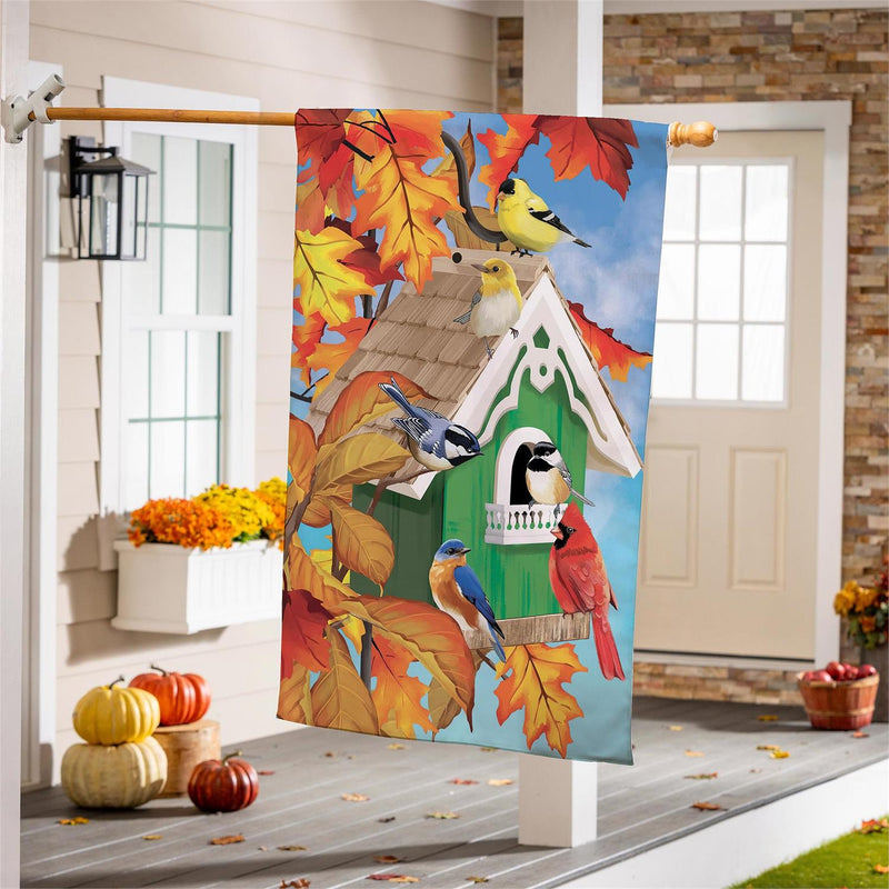 Colorful Bird House Suede House Flag