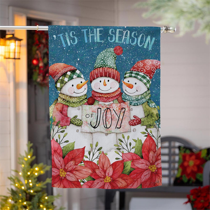 Christmas Cheer Snowmen Suede House Flag