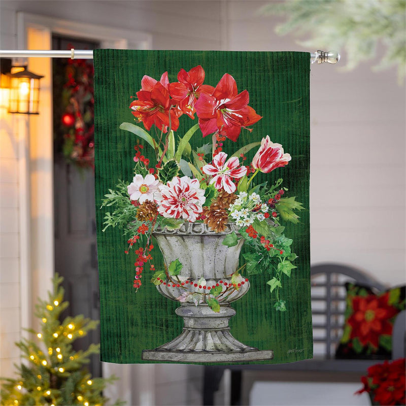 Christmas Flower Pot Suede House Flag