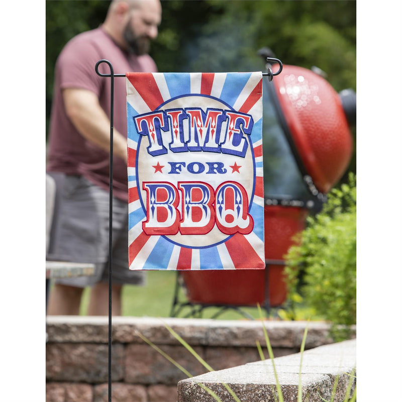 Time for BBQ Garden Burlap Flag