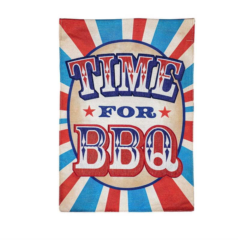 Time for BBQ Garden Burlap Flag