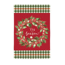 Tis the Season Wreath Burlap Garden Flag