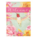 Welcome Hummingbird Burlap Garden Flag