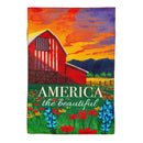 America The Beautiful Burlap Garden Flag