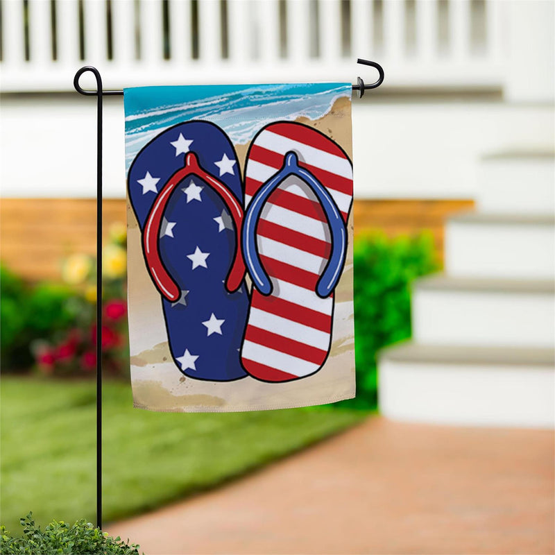 Patriotic Flip Flop Burlap Garden Flag