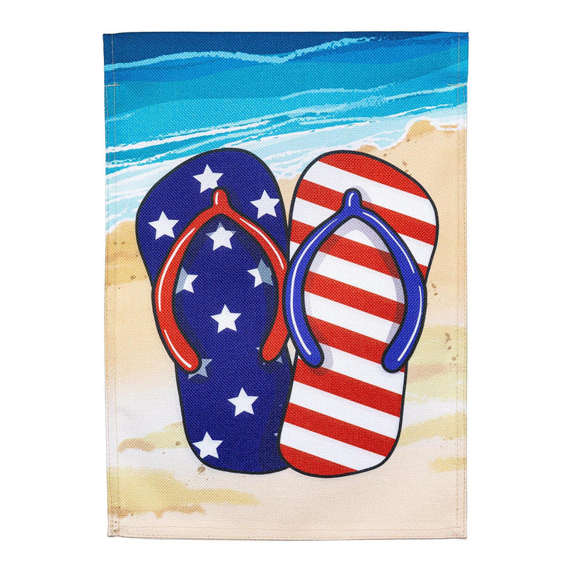 Patriotic Flip Flop Burlap Garden Flag