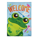 Friendly Frog Burlap Garden Flag
