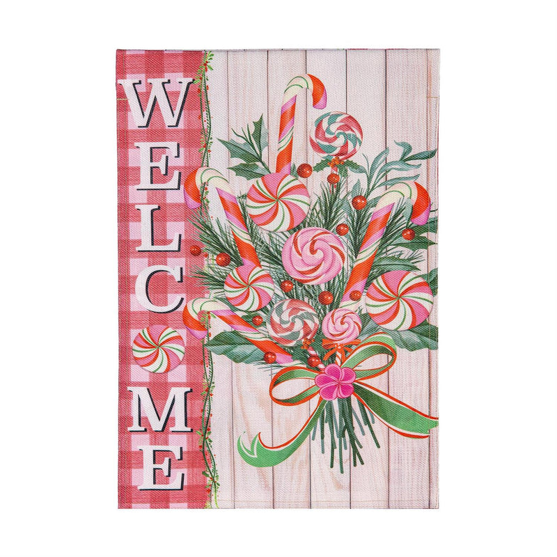 Peppermint Bouquet Burlap Garden House Flag