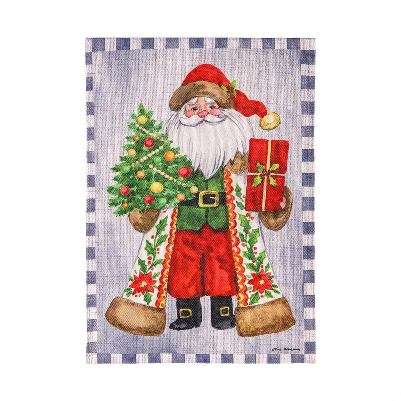 Festive Santa Burlap Garden Flag