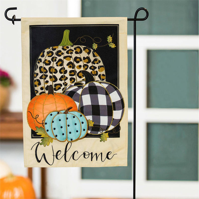 Mixed Print Pumpkins Garden Linen Flag