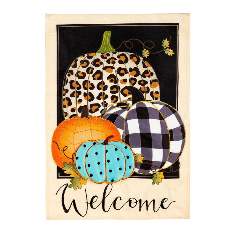 Mixed Print Pumpkins Garden Linen Flag