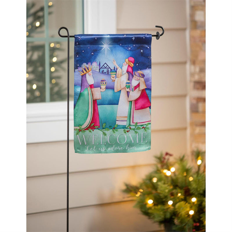 Let Us Adore Him Lustre Garden Flag
