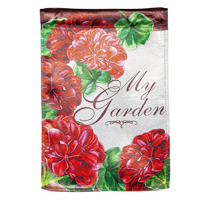 My Garden Geraniums Lustre Garden Flag