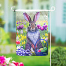 Bunny in Tulip Field Lustre Garden Flag