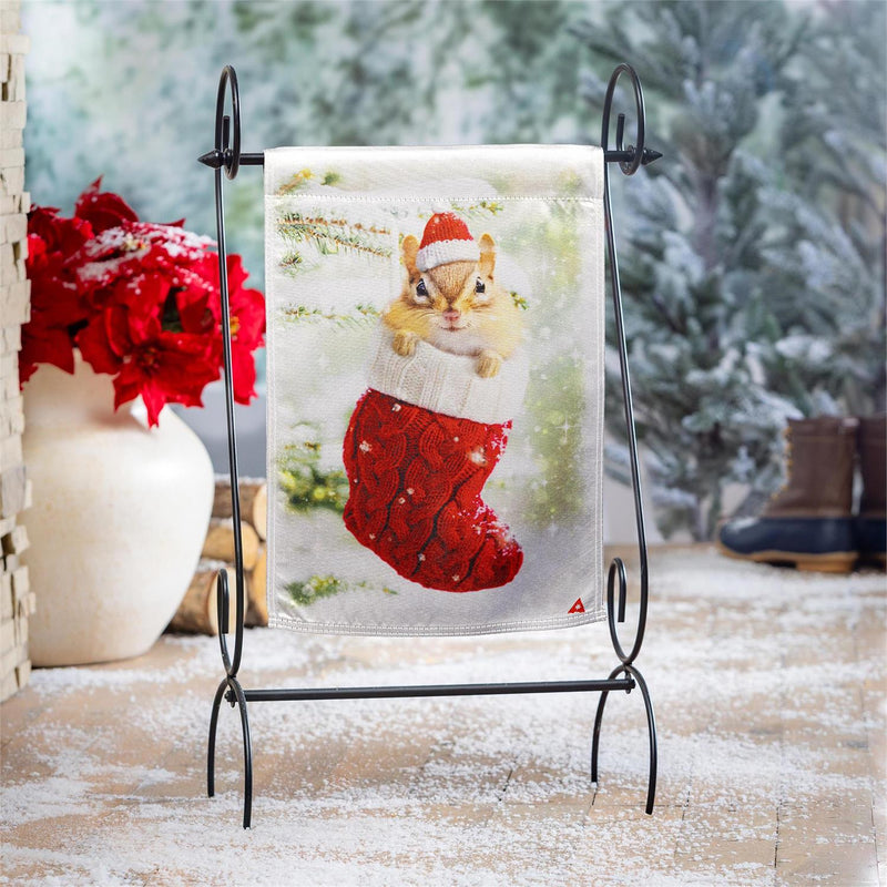 Stocking Chipmunk  Lustre Garden Flag