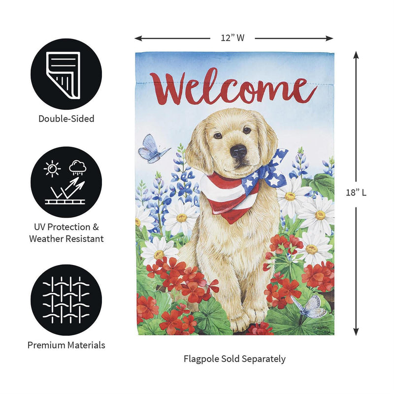 Dog with Patriotic Bandana Garden Suede Flag