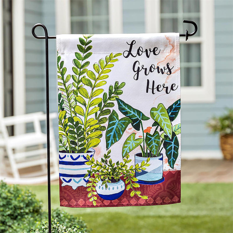 Love Grows Here Houseplants Garden Suede Flag