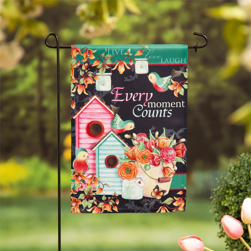 Every moment counts Suede Garden Flag