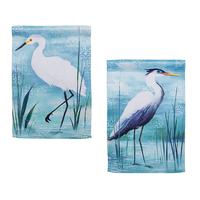 Blue Heron Reversible Suede Garden Flags