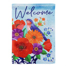 Bluebird Blooms Suede Garden Flag