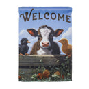 Cow and Chicks Suede Garden Flag