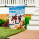 Horses on The Beach Suede Garden Flag