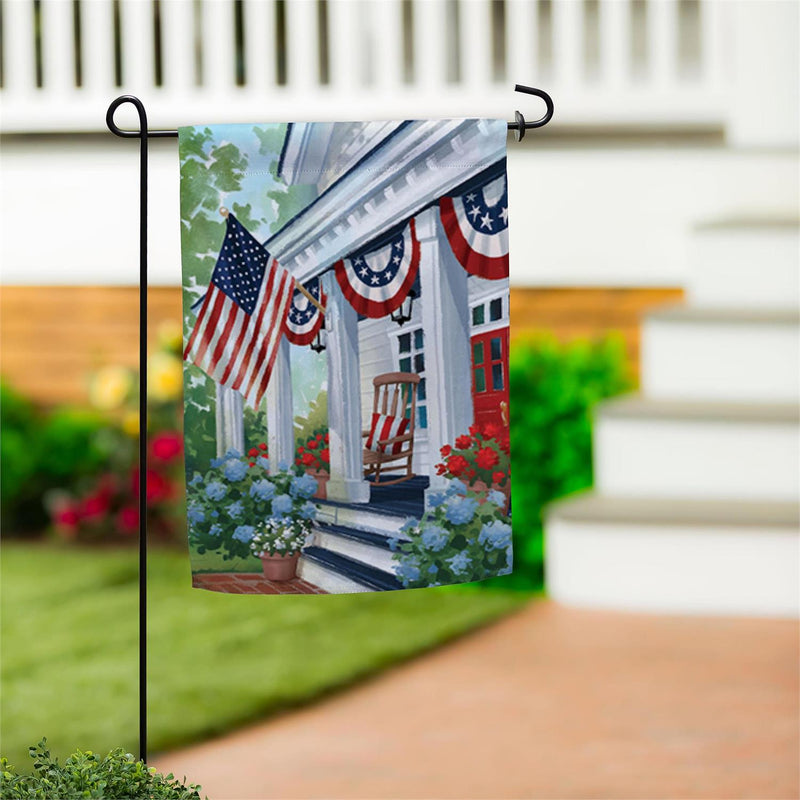 Patriotic Porch Suede Garden Flag