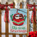 Christmas Skiing Suede Garden Flag Double Sided
