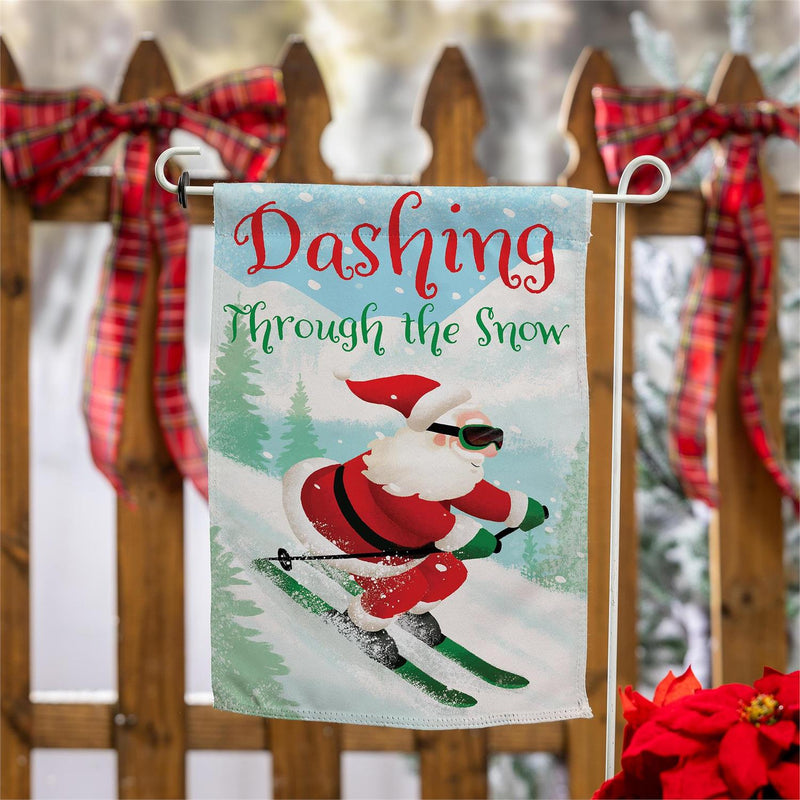 Christmas Skiing Suede Garden Flag Double Sided