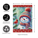 Snowman With Cardinal Friend Suede Garden Flag