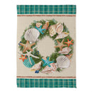 Merry Christmas Shell Wreath Suede Garden Flag