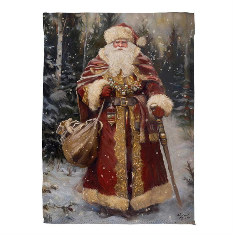Victorian Santa Suede Garden Flag