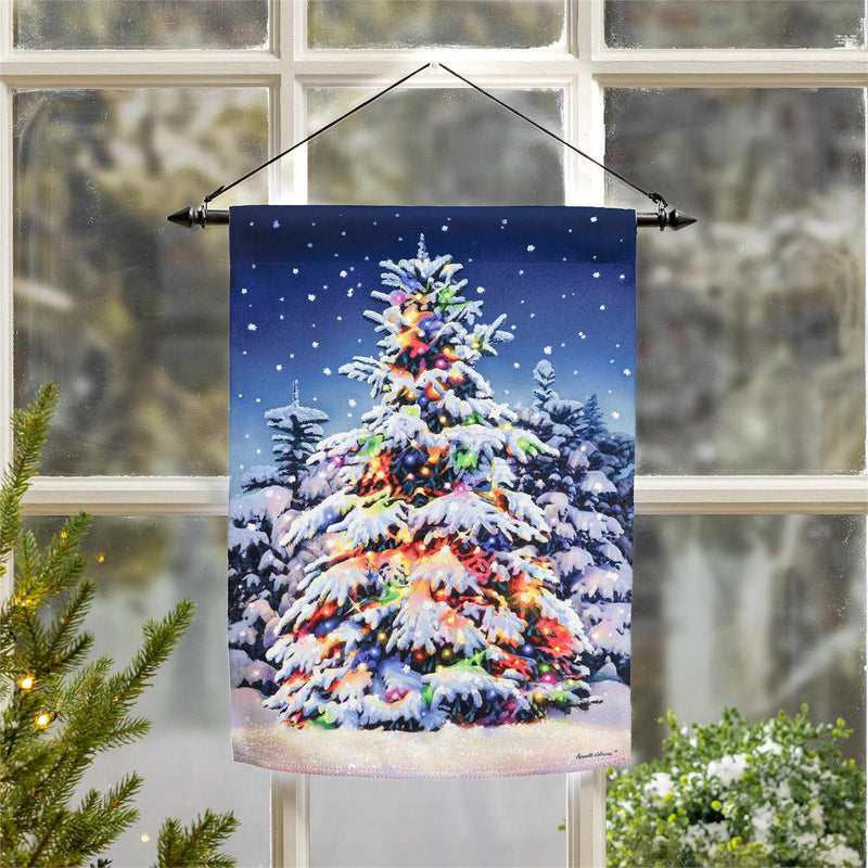 Vivid Christmas Tree Suede Garden Flag