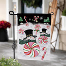 Peppermint Snowmen Suede Garden Flag