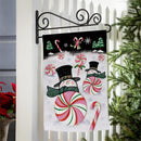 Peppermint Snowmen Suede Garden Flag