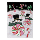 Peppermint Snowmen Suede Garden Flag