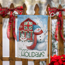 Festive Farm Snowman Suede Garden Flag