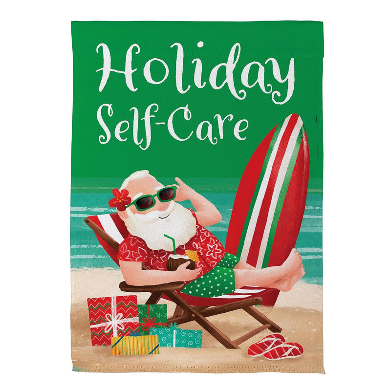 Surfing Santa Reversible Suede Garden Flag