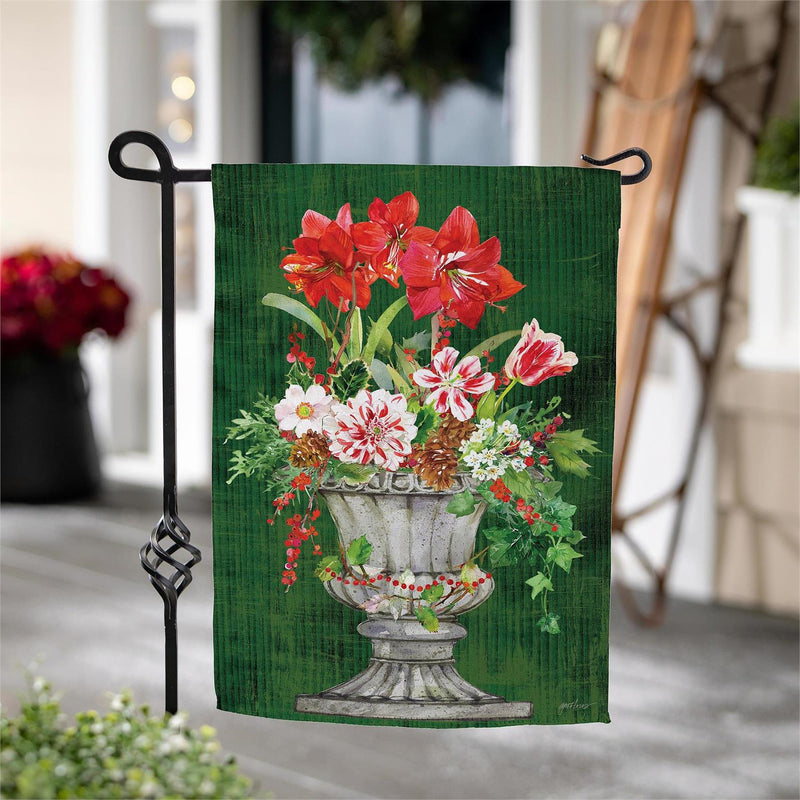 Christmas Flower Pot Suede Garden Flag