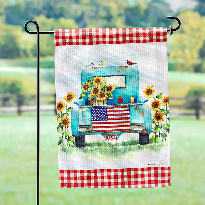 Sunflower Truck Garden Waffle Flag