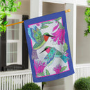 Colorful Hummingbird Applique House Flag