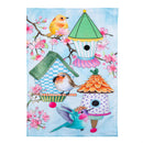 Bird House & Birds on Cherry Blossoms Applique House Flag