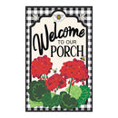 Welcome to Our Porch Geraniums House Applique Flag