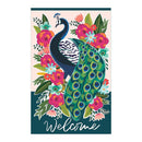 Floral Peacock Applique House Flag