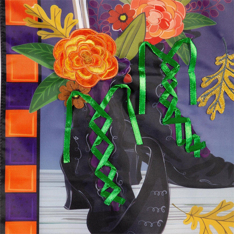 Happy Halloween Witches Boots Applique House Flag