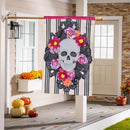 Happy Skull Floral Applique House Flag