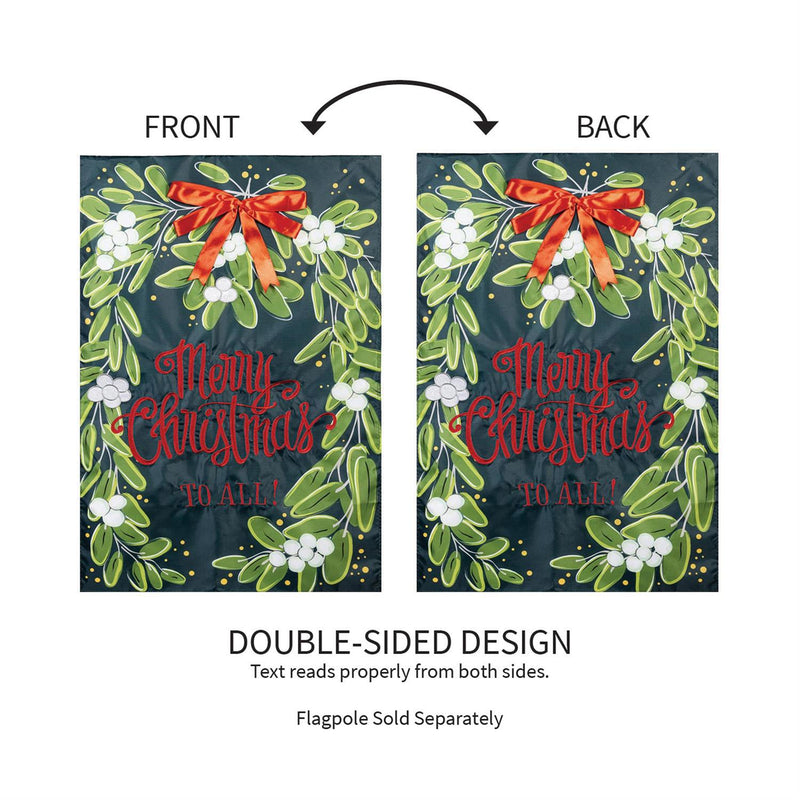 Merry Christmas Mistletoe Applique House Flag