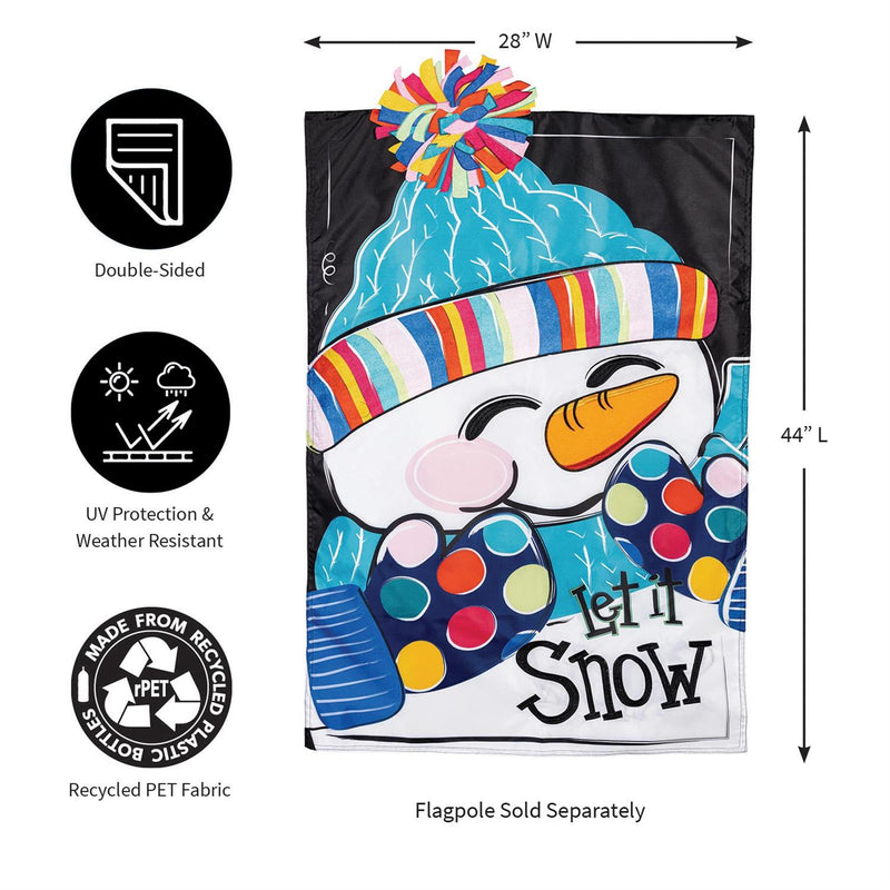 Let It Snow-Man Applique House Flag