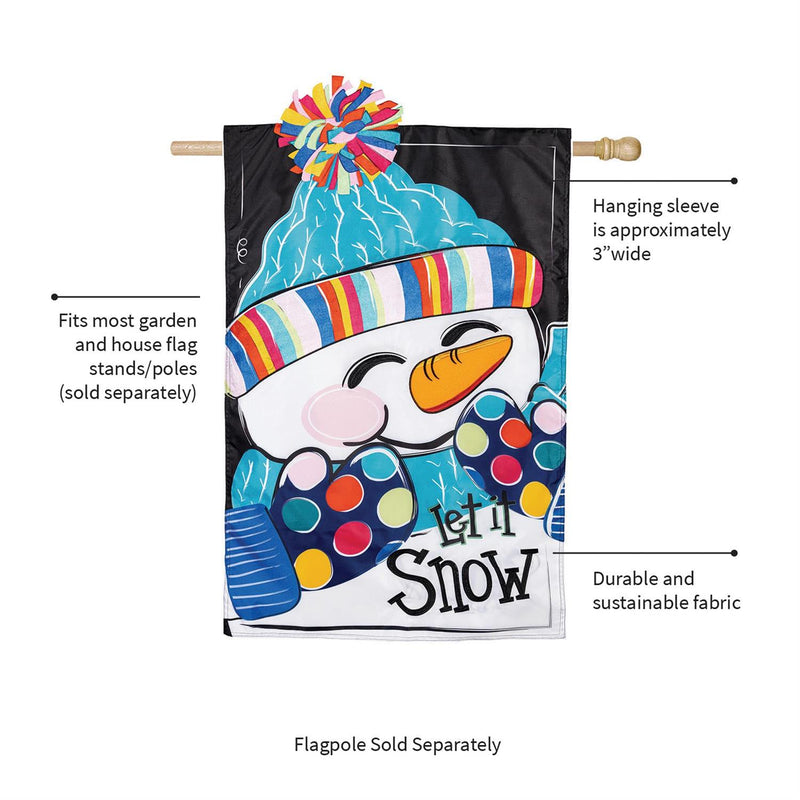 Let It Snow-Man Applique House Flag