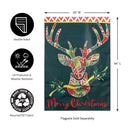 Patterned Reindeer Applique House Flag